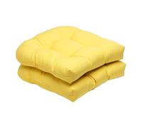 Zanthicia Set of 2 Tufted Pad Wicker Seat Cushions 48cm Round Back Modern and Versatile, Yellow, 48x48cm