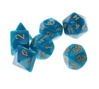 Zanthicia Seven Piece Polyhedral Dice DND RPG Dice Table Games Set D20 D12 D10 D8 D6 D4 Easy To Read Fun For Game Fans Polyhedral Table Games D20 D12 D10 D8 D6 D4, Blue Green
