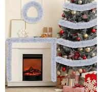 Zanthicia Silver Garland Ornaments For Home And Bar Decor Long-lasting Color Retention Adds Elegance To Any Space Christmas Ball Garland Silver Tinsel Decor, Blue