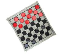 Zanthicia Soft Giant Checkers Set Foldable Game Board Chessboard with 24 Chess Checkers Wear-resistant Indoor Outdoor Games Kids