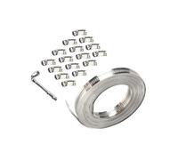 Zanthicia Stainless Steel Hose Clamp Metal Strap Adjustable Strong Fasteners 304 Various Pipe Applications Reliable Strong Fasteners Duct Pipe Metal Clamp, 10m with 16 Fastener, Fastener 45x16x11mm