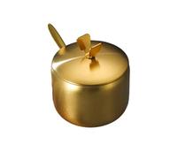 Zanthicia Stainless Steel Sugar Bowl Spice Jar Kitchen Gadgets Salt Cruet Organizer Seasoning Storage Pot with Lid and Spoon, Gold Type 1, S