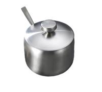 Zanthicia Stainless Steel Sugar Bowl Spice Jar Kitchen Gadgets Salt Cruet Organizer Seasoning Storage Pot with Lid and Spoon, Silver Type 2, L