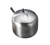 Zanthicia Stainless Steel Sugar Bowl Spice Jar Kitchen Gadgets Salt Cruet Organizer Seasoning Storage Pot with Lid and Spoon, Silver Type 1, L