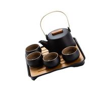 Zanthicia Tea Set for Travel Chinese Style Ceramic Teapot Durable Black Pottery Ceramics Chinese Kung Fu Tea Pot for One Gift