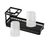 Zanthicia Toothbrush Holder Toothpaste Holder Multipurpose Ensures Bathroom Essentials are Always Within Reach and Organized Bathroom Stand Rack Organizer Countertop, Black with Cups, 25.2x9x11.6cm