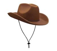 Zanthicia Trendy Cowboy Hat Lightweight Elegant Durable Gift Option For Adults Festivals Themed Parties Stylish Cowboy Hat With Chin Strap Cowgirl Costume Accessories Parties, Dark Brown, 40x33x14cm