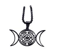 Zanthicia Triple Moon Hecate Pendant Stainless Steel Necklace Witches,C