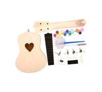Zanthicia Ukulele DIY Kits 21inch Wooden Accessories Paintable Fun Parent Child Campaign Assembly Toy Build Own Guitar 4 String Hawaii Guitar Handwork Painting Handmade