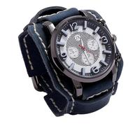 Zanthicia Vintage Punk Retro Watch Bracelet Leather Fashion Wide Leather Strap Stylish and Trendy Style, Blue