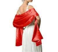 Zanthicia Wedding Ceremony Dance Ball Women Satin Shawl Girls Evening Party Banquet Prom Long Scarf ple Design Solid Color, Red