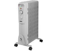 2000W/2KW Oil Filled Radiator, 9 Fin Portable Electric Heater - White, Adjustable Thermostat with 3 Heat Settings, Safety Cut-off, 20 m sq Room Size,