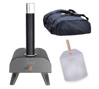 Zanussi ZPO1BPC Outdoor 12 Inch Wood Pellet Portable Wood Fired Pizza Oven with Paddle and Cover in Black, BBQ Oven & Smoker, Stainless Steel Foldable