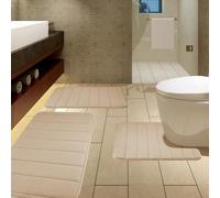 ZanVida Bath Mat Sets 3 Piece Sets Memory Foam Bath Mat Extra Soft Non-Slip, Super Absorbent Bath Mats for Bathroom Floor, Machine-Washable Dry Bath Rug Foot Mat, Light Brown
