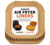 ZANVO Air Fryer Liners Disposable Paper Sheets, 8 Inch Large, 200 PCS | Non-Stick Oil Resistant, Food Grade Parchment , Compatible with Ninja, COSORI, Tefal, Russell Hobbs