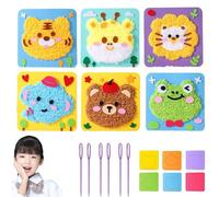 ZANWANXIN DIY Embroidery Doll Set, Cartoon Animal Sewing Craft Kit, Cartoon Animal Felt Embroidery Stitching with Stickers,Felt Sticker Art for Kids, Suitable for Children Aged 4-6 (6Pcs-B)