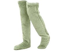 ZANWANXIN Goose Down Fuzzy Knee Socks for Women - Soft Christmas Leg Warmers, Cozy Over-the-Knee Fluffy Socks (E, One Size)