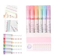 ZANWANXIN Magic Border Pen, Border Design Pens, Curve Highlighter Pens Set, Fun Pens Different Shapes, Colored Curve Pens for Kids, for Journal Planner Scrapbook Art (B Set)
