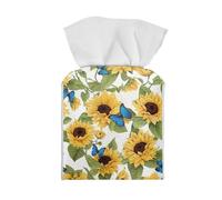 Zanxiantu Square Tissue Box Cover Leather Kleenex Cover Holder Cube 5X5X5 Sunflower Accessories for Bathroom Butterfly Kleenex Box Covers Holiday New Apartment Gift