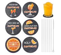 Zanyblox Coaster Gift Box, 13 pieces, includes glass straws, felt coasters, brush, 7.87" x 3.94" x 0.2", unisex gift set