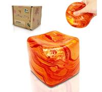 Zanyblox Squeeze Toys Squishy Cubes - 1.97in Marbled Squishy Cube Stress Ball for Autism, Durable Flow Pattern Squeeze Toy for Adults and Children Age 3+ (Orange)