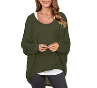 ZANZEA Sexy Women Loose Solid Irregular Long Sleeve Baggy Jumper Casual Tops Blouse T-Shirt Army Green M
