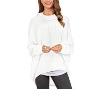 ZANZEA Women's Batwing Sleeve Off Shoulder Loose Oversized Baggy Tops Sweater Pullover Casual Blouse T-Shirt - white - Medium
