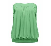 ZANZEA Women's Casual Summer Slim Strapless Pleated Ruched Beach Vest Shirt Tube TopsLight Green12