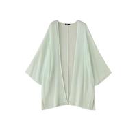 ZANZEA Women's Kimono Cardigan Solid Color Open Front Beach Coverups Long Sleeve Bikini Sarong Shawl Tops Light Green Long M