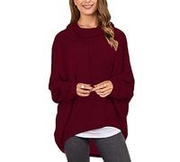 ZANZEA Women's Off The Shoulder Batwing Tops Casual Loose Oversized Tshirts Long Sleeve Fall Pullover Sweater Tops, Wine Red, 5X-Large