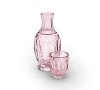 Zanzer Pink/Purple Vintage Bedside Night Carafe Set with Glass Tumbler Perfect for Storing Water, Juice and Other Drinks on Desktop/Shelf