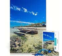 Zanzibar Island Jigsaw Puzzle 1000 Piece Mind Train Fun Burr Free Clean Cut Pieces Absorbing Activity for Quiet Nights (50x75cm)