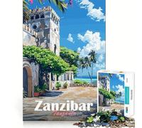 Zanzibar Street Scene 1000 Pieces Puzzles for Adults Mind Exercise Play Precision Cut Smooth Edges Relaxing Indoor Group Activity (50x75cm)