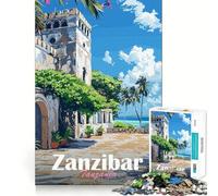 Zanzibar Street Scene Jigsaw Puzzles 1000 Mind Skill Play Premium Laser Cut Quality Quiet Time Mind Exercise at Home (38x26cm)