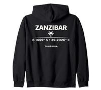 Zanzibar Tanzania Coordinates Island Travel Design Zip Hoodie