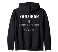 Zanzibar Tanzania Coordinates Island Travel Design Zip Hoodie