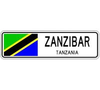 Zanzibar Tanzania Street Sign Tanzanian Flag City Country Road Wall Gift Street Sign 4x16 inches