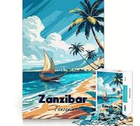 Zanzibar, Tanzania︰ Tropical Beach Scene Jigsaws 1000 Pieces for Adults Memory Boost Game Professional Grade Cutting Heartwarming Gathering Activity (50x75cm)