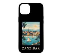 Zanzibar Tropical Coast Retro Travel Scenic Graphic Case for iPhone 14 Plus