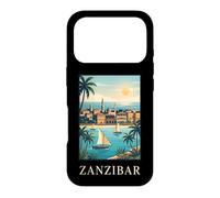 Zanzibar Tropical Coast Retro Travel Scenic Graphic Case for iPhone 17 Pro