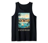 Zanzibar Tropical Coast Retro Travel Scenic Graphic Tank Top