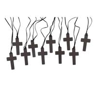 zaoalife 10pcs Retro Brown Wood Cross Pendant Necklace, Wooden Cross Necklace Small Wood Pendant Necklace For Men Women