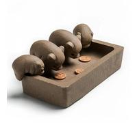 zaoalife Chinese Zisha Tea Pet Cute Four Pig Statues Little Pigs Drink Water Chinese Crude Pottery Kung Fu Tea Set Tea Pet Ornaments Craftsmanship Gift