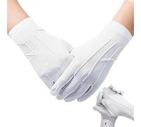 ZAOHUI 2 Pairs White Gloves Fancy Dress, Stitched Snap Closure, Breathable Soft Reusable for Catering, Formal Events, Tuxedos, Jewelry Inspections