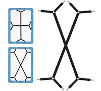 ZAOHUI 2 Pcs Bed Sheet Clips for Bedding, Adjustable Length Fitted Sheet Clips, Universal Bed Sheet Holder Lock Grippers, Mattress Sheet Clips Straps for Fixing Sheets (Black)