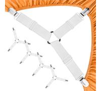 ZAOHUI 4 Pcs Bed Sheet Clips for Bedding, Fitted Sheet Clips, Universal Bed Sheet Holder Lock Grippers, Trilateral Mattress Sheet Clips Straps for Fixing Sheets (White)