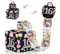 ZAOHUI Happy Birthday Money Box Cash Gift Pull - 16th Birthday Surprise for Girls With 50 Clear Bags for Giving Cash at Parties