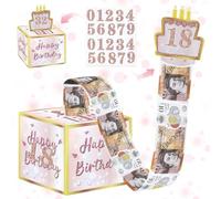 ZAOHUI Happy Birthday money box cash gift pull for Any Age, Surprise Money Gift Box with DIY Stickers and Pull Out 50 Clear Bags for Giving Cash to Girls and Women at Birthday Parties