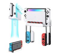 ZAONOOL Wall Mount for Nintendo Switch and Switch OLED, Metal Wall Mount Kit Shelf with 5 Game Card Holders and 4 Joy Con Hanger, Safely Store Switch Near or Behind TV, White
