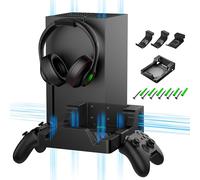 ZAONOOL Wall Mount for Xbox Series X with 2 Controller Mounts and Headset Stand, Wall Mount Set for XSX Accessories, Wall Shelf with Dual Ventilation Design, Place Console Pointing Forward